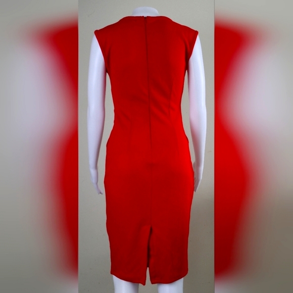 Red Midi Dress with Gold Detailing - Picture 6 of 9